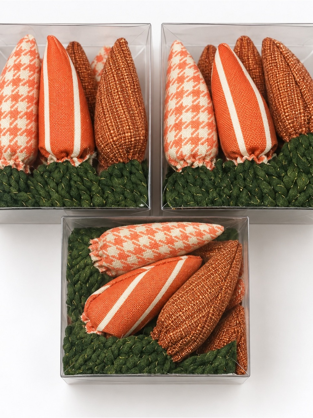 Ashland Fall Fabric Corn Decor Lot of 3 Boxes Orange Green Autumn Harvest